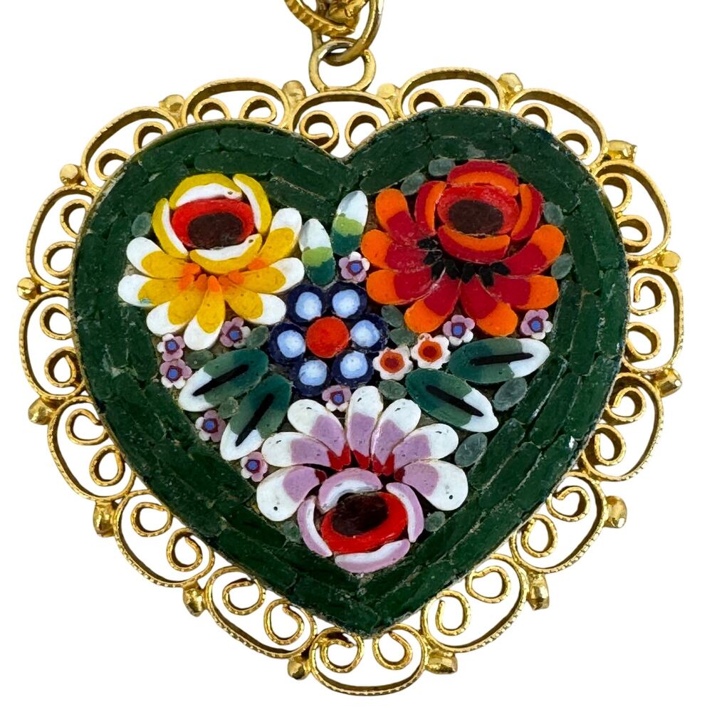 Heart shaped mosaic necklace